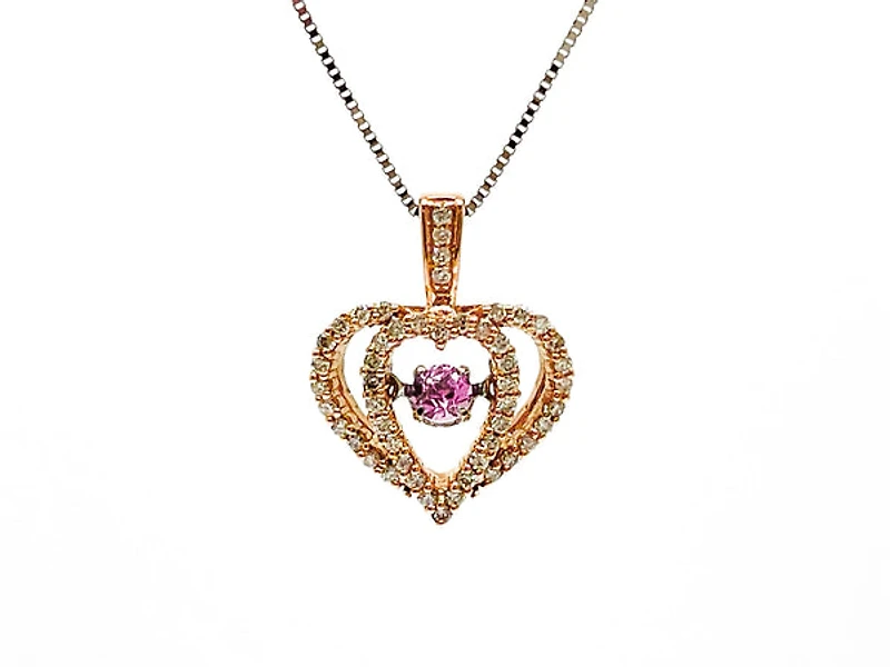 10K Rose & White Gold Pink Sapphire and Diamond 0.17cttw Necklace,18"