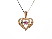 10K Rose & White Gold Pink Sapphire and Diamond 0.17cttw Necklace,18"