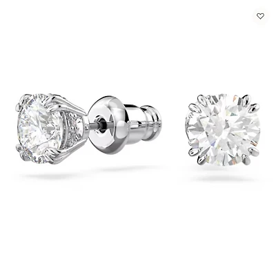Swarovski Constella/Stilla stud earrings, Round cut, White, Rhodium plated - 5636712/5648992 (SS)
