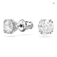Swarovski Constella/Stilla stud earrings, Round cut, White, Rhodium plated - 5636712/5648992 (SS)