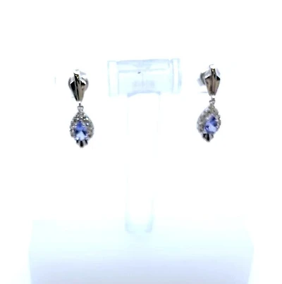 10K White Gold Tanzanite & 0.065cttw Diamond Earrings