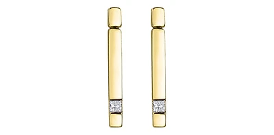 10K Yellow Gold 0.14cttw Canadian Diamond Line Dangle/Drop Earrings