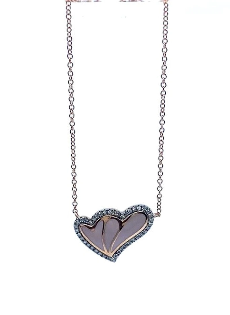 Pink Enamel & Rose Gold Diamond Pendant