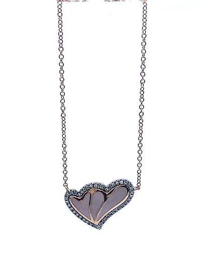 Pink Enamel & Rose Gold Diamond Pendant