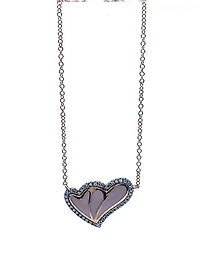 Pink Enamel & Rose Gold Diamond Pendant
