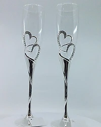 Double Heart Champagne Flutes