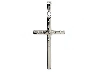 925 Sterling Silver 40mm x 21mm Hollow Cross Charm with "JESUS" Engraved