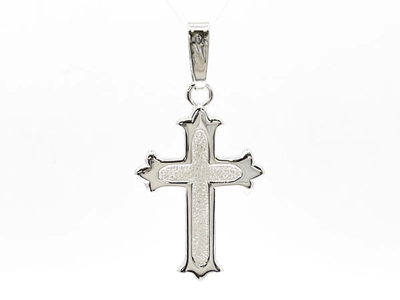 925 Sterling Silver 32mm x 16mm Brush Center Cross Charm