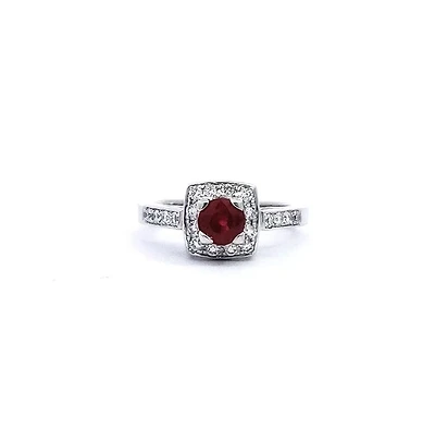 14K White Gold 0.75cttw Ruby and 0.35ttw Diamond Ring - Size 7