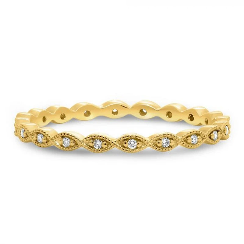 14K White, Yellow or Rose Gold 0.06cttw Diamond Milgrain Eternity Band - 14K White Gold