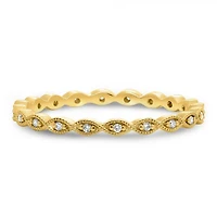 14K White, Yellow or Rose Gold 0.06cttw Diamond Milgrain Eternity Band - 14K White Gold