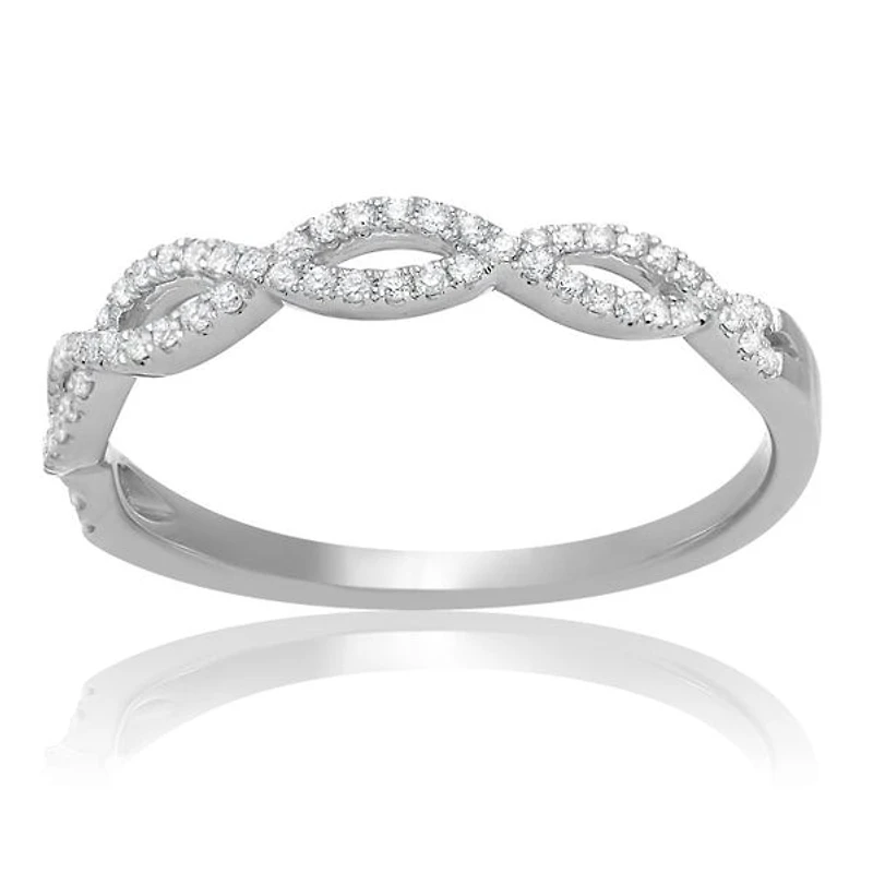 14K White, Yellow or Rose Gold 0.18cttw Diamond Infinity Band - 14K White Gold