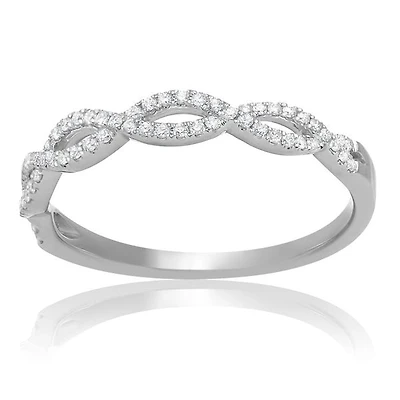 14K White, Yellow or Rose Gold 0.18cttw Diamond Infinity Band - 14K White Gold