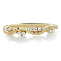 14K White, Yellow or Rose Gold 0.09cttw Diamond Wave Band - 14K White Gold / 4.5