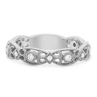 14K White, Yellow or Rose Gold 0.20cttw Ornate Milgrain Diamond Band - 14K White Gold / 4.5
