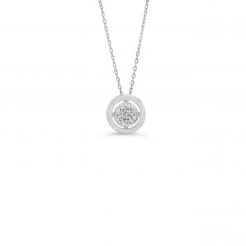 10K White Gold 0.05cttw Diamond Pendant, 18"