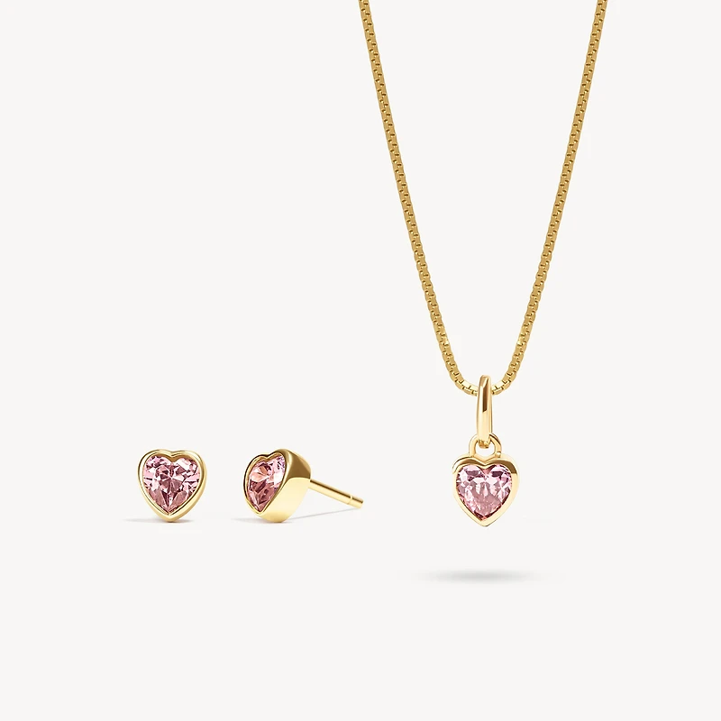Adore Bezel Stud Earrings + Necklace Set