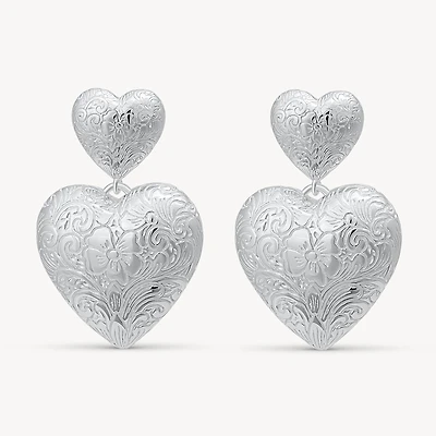 Etched Floral Statement Earrings