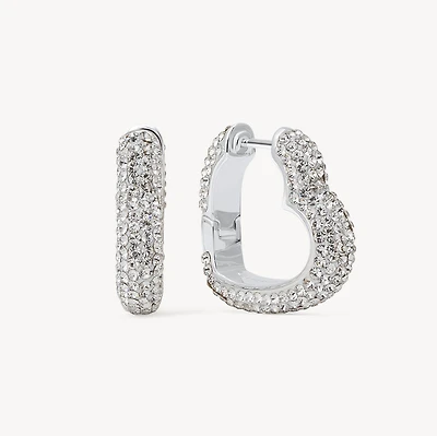 Sparkle Heart Hoop Earrings