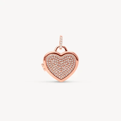 Rose Gold Heart Locket Charm
