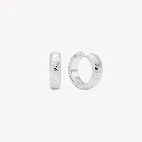 Etched Floral Reversible Sparkle Hoop Earrings