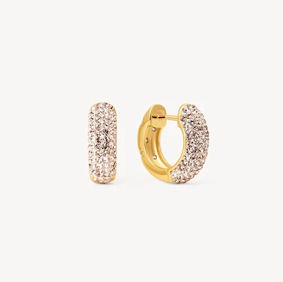Champagne Starburst Sparkle Reversible Hoop Earrings