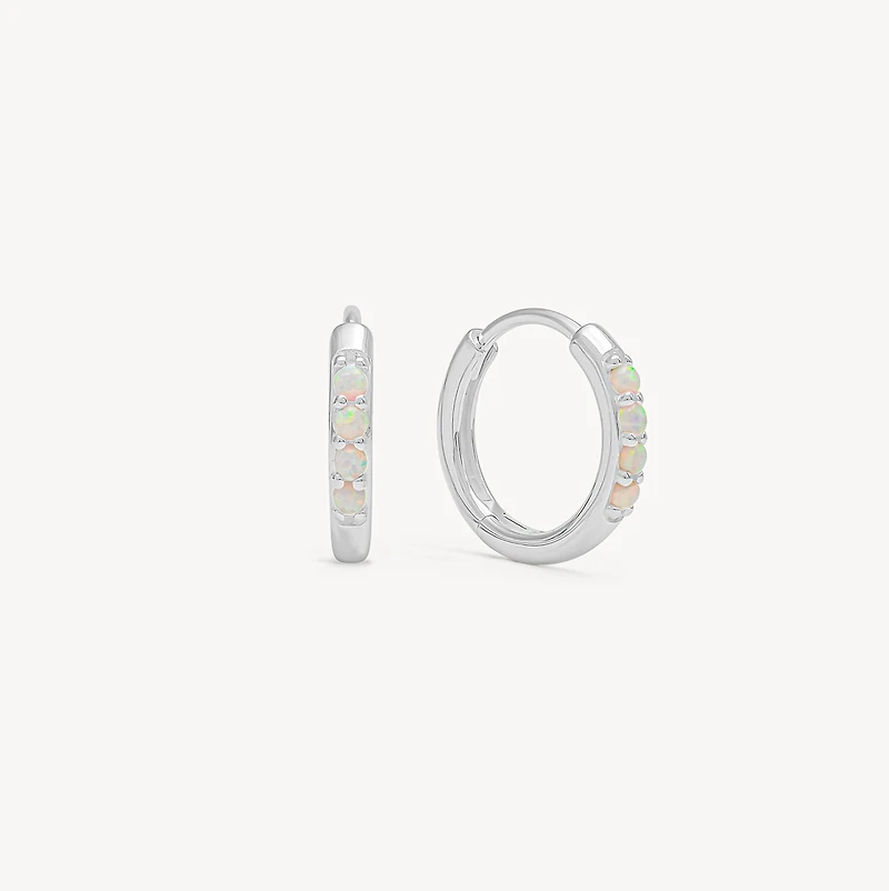 Small Opal Hoop Earrings