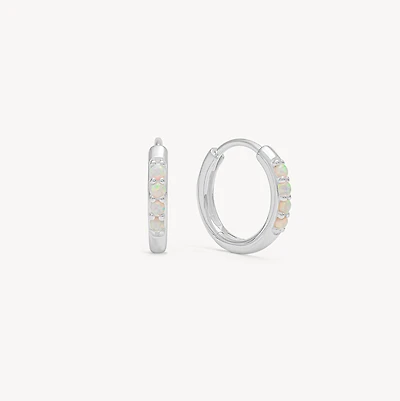 Small Opal Hoop Earrings