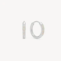 Small Opal Hoop Earrings