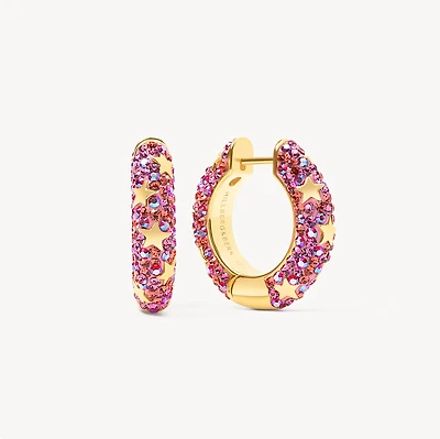 Wildflower Star Studded Medium Sparkle Hoop Earrings