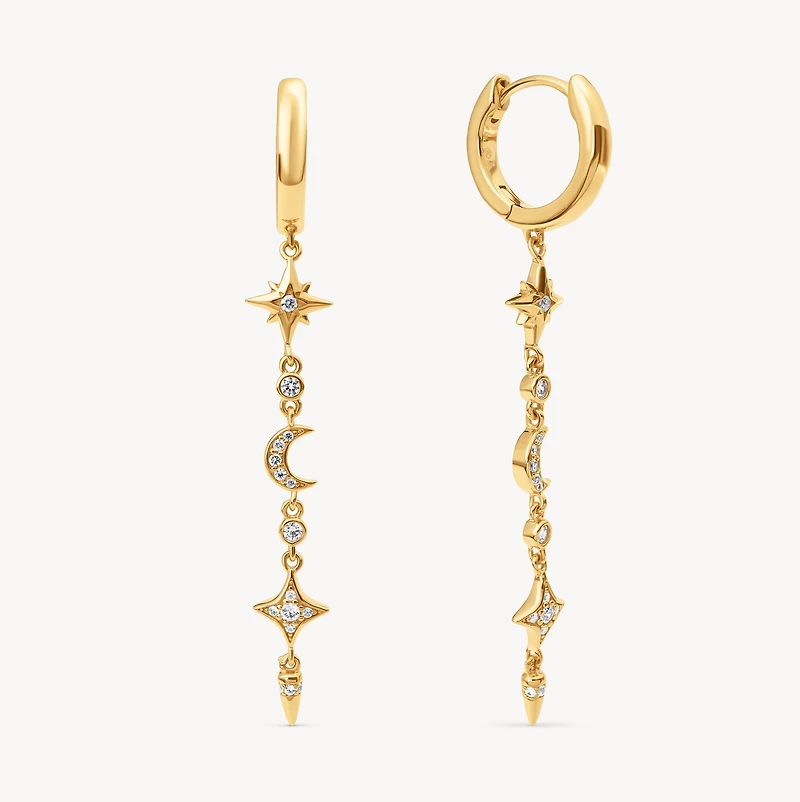 Starburst Hoop Drop Earrings