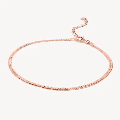 Rose Gold Thin Herringbone Chain Anklet