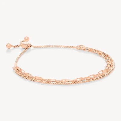 Rose Gold Chain Trio Strand Bracelet