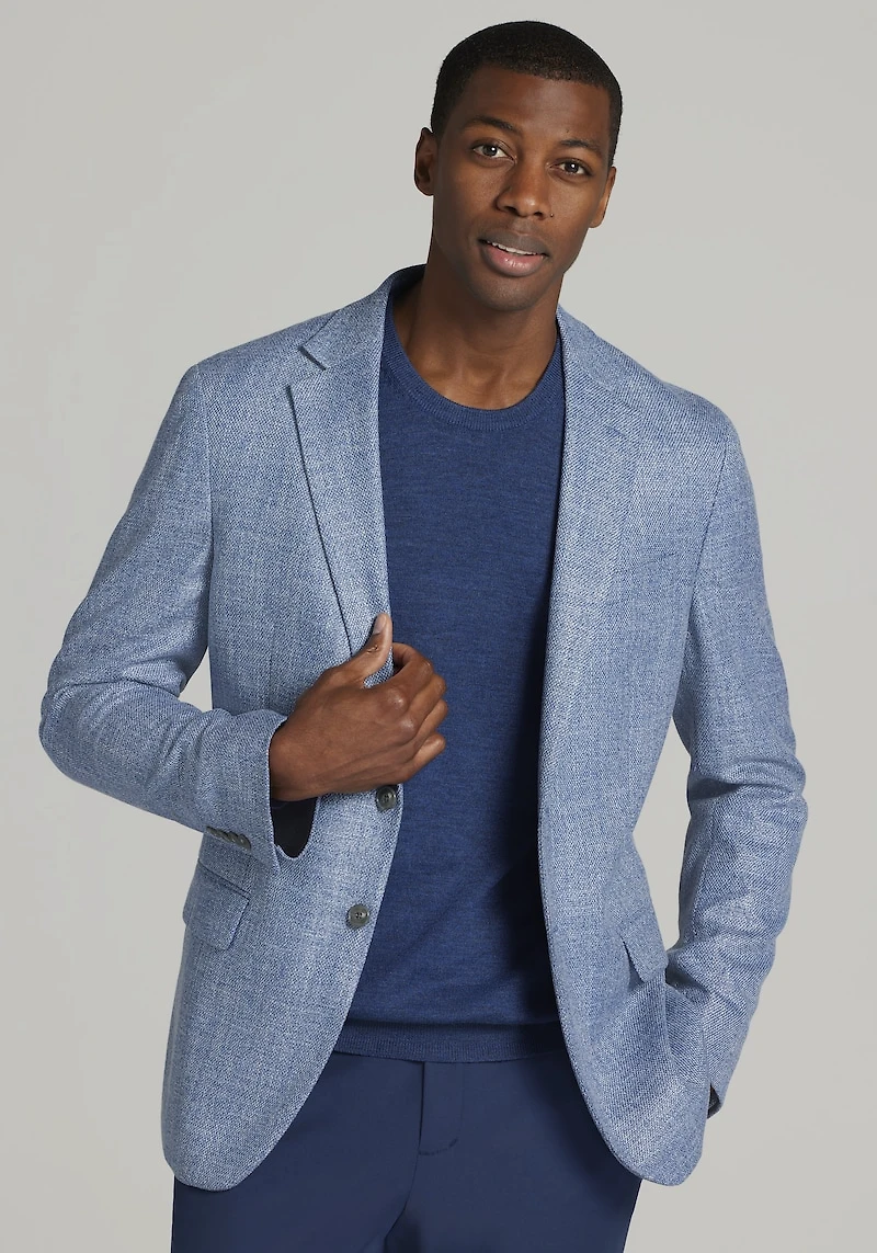 Men's Jos. A. Bank Tailored Fit Comfort Stretch Textured Sportcoat at Jos. A. Bank, Blue/Navy