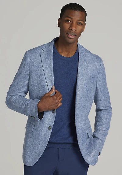 Men's Jos. A. Bank Tailored Fit Comfort Stretch Textured Sportcoat at Jos. A. Bank, Blue/Navy