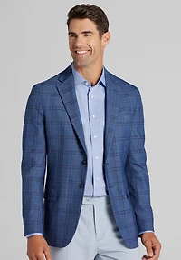 Men's Jos A. Bank Comfort Stretch Tailored Fit Plaid Sportcoat at Jos. A. Bank, Blue/Navy