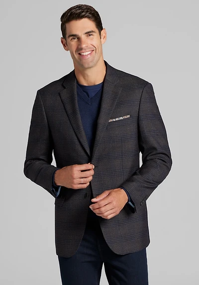 Men's Traveler COOLMOTION Tailored Fit Medium Plaid Sportcoat at Jos. A. Bank, Brown
