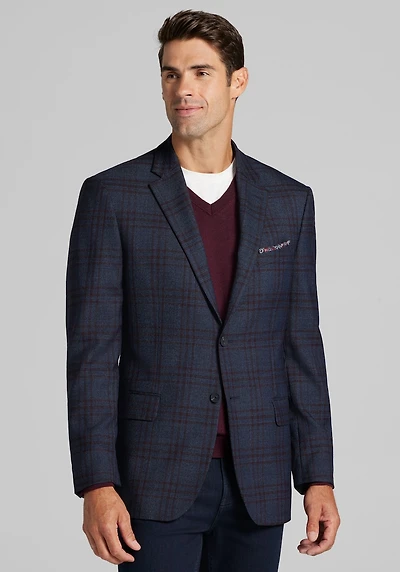Men's Traveler COOLMOTION Tailored Fit Plaid Sportcoat at Jos. A. Bank, Blue/Navy