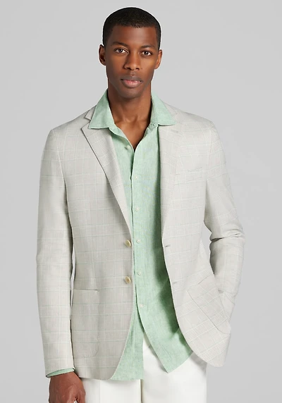 Men's Jos. A. Bank Comfort Stretch Slim Fit Plaid Linen Blend Sportcoat at Jos. A. Bank, Tan