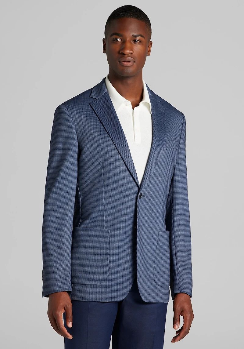 Men's Big & Tall Jos. A. Bank Tailored Fit Comfort Stretch Check Knit Sportcoat at Jos. A. Bank, Blue/Navy