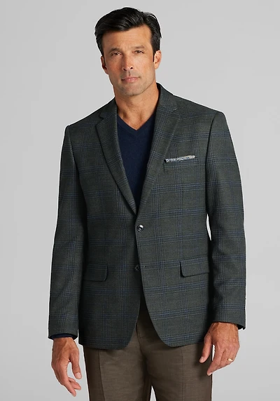 Men's Jos. A. Bank Comfort Stretch Traditional Fit Plaid Sportcoat at Jos. A. Bank, Green