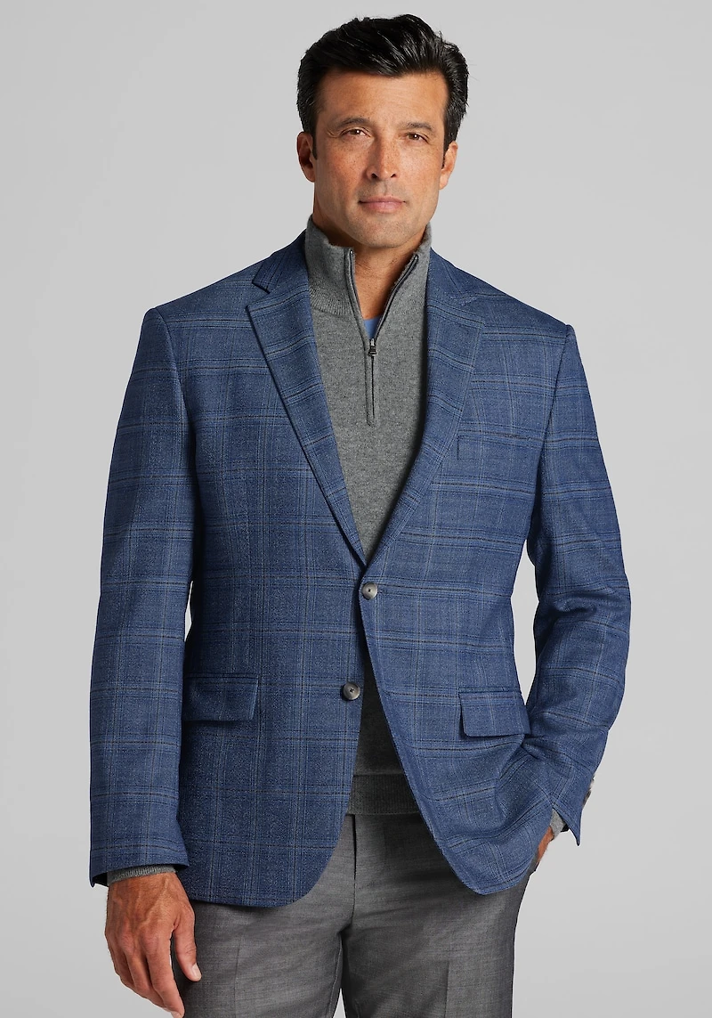 Men's Traveler® COOLMOTION Traditional Fit Plaid Sportcoat at Jos. A. Bank, Blue