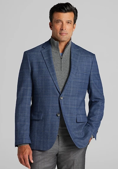 Men's Traveler® COOLMOTION Traditional Fit Plaid Sportcoat at Jos. A. Bank, Blue