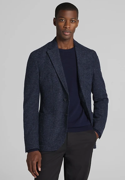 Men's Jos. A. Bank Tailored Fit Comfort Stretch Plaid Knit Sportcoat at Jos. A. Bank, Blue/Navy
