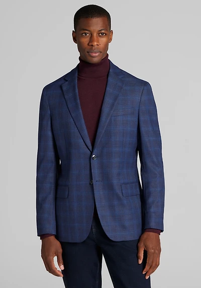 Men's Jos. A. Bank Tailored Fit Comfort Stretch Windowpane Plaid Sportcoat at Jos. A. Bank, Blue