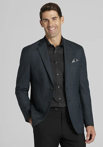 Men's Jos A. Bank Comfort Stretch Tailored Fit Check Sportcoat at Jos. A. Bank, Green