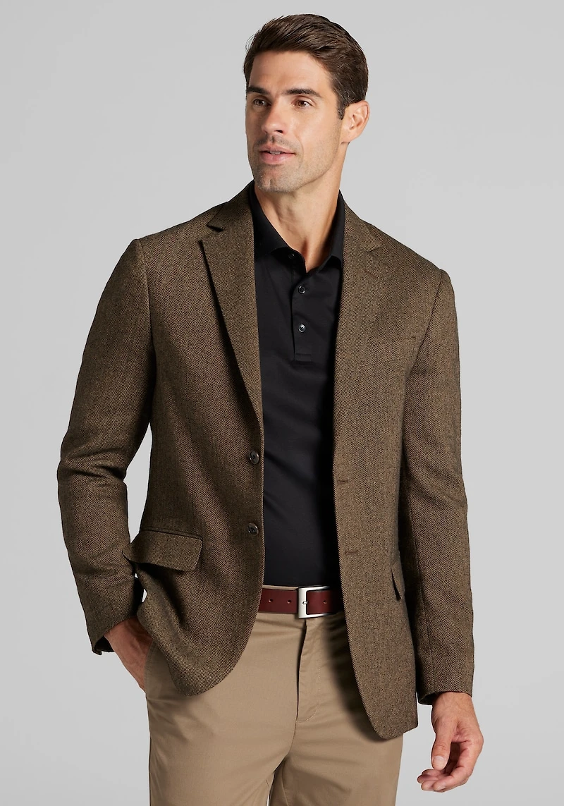 Men's Jos. A. Bank Tailored Fit Herringbone Sportcoat at Jos. A. Bank, Brown
