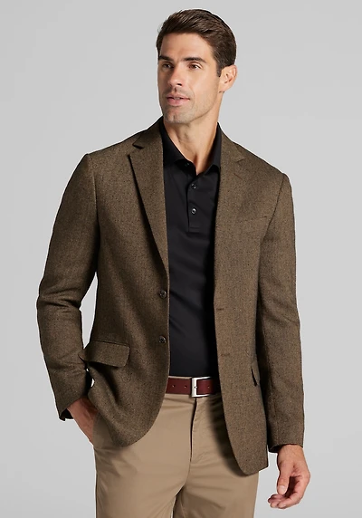 Men's Jos. A. Bank Tailored Fit Herringbone Sportcoat at Jos. A. Bank, Brown