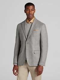 Men's Big & Tall Reserve Collection Tailored Fit Windowpane Plaid Sportcoat at Jos. A. Bank, Grey