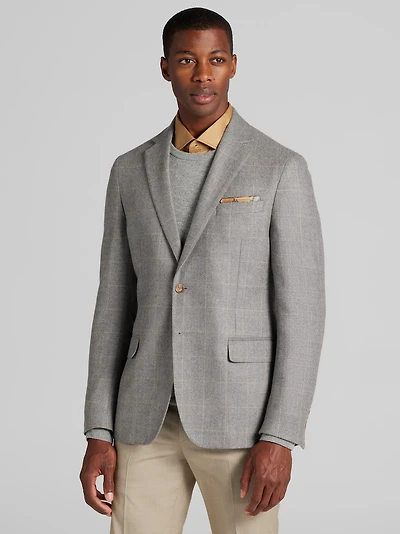 Men's Reserve Collection Tailored Fit Windowpane Plaid Sportcoat at Jos. A. Bank, Grey